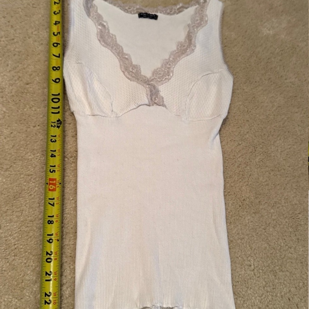 White Lace Trim Tank Top Mimi & Coco M